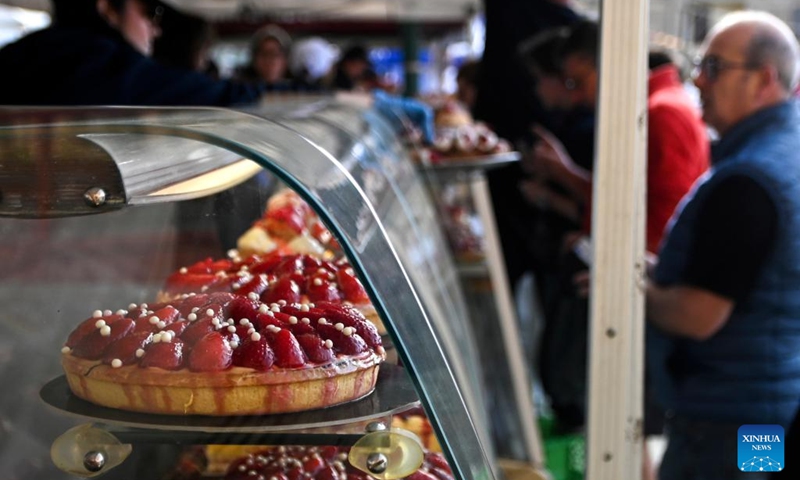 Desserts made with strawberries are seen during the strawberry festival in Mgarr, Malta, April 12, 2026. Malta held its annual strawberry festival in Mgarr on Sunday. (Photo by Jonathan Borg/Xinhua)