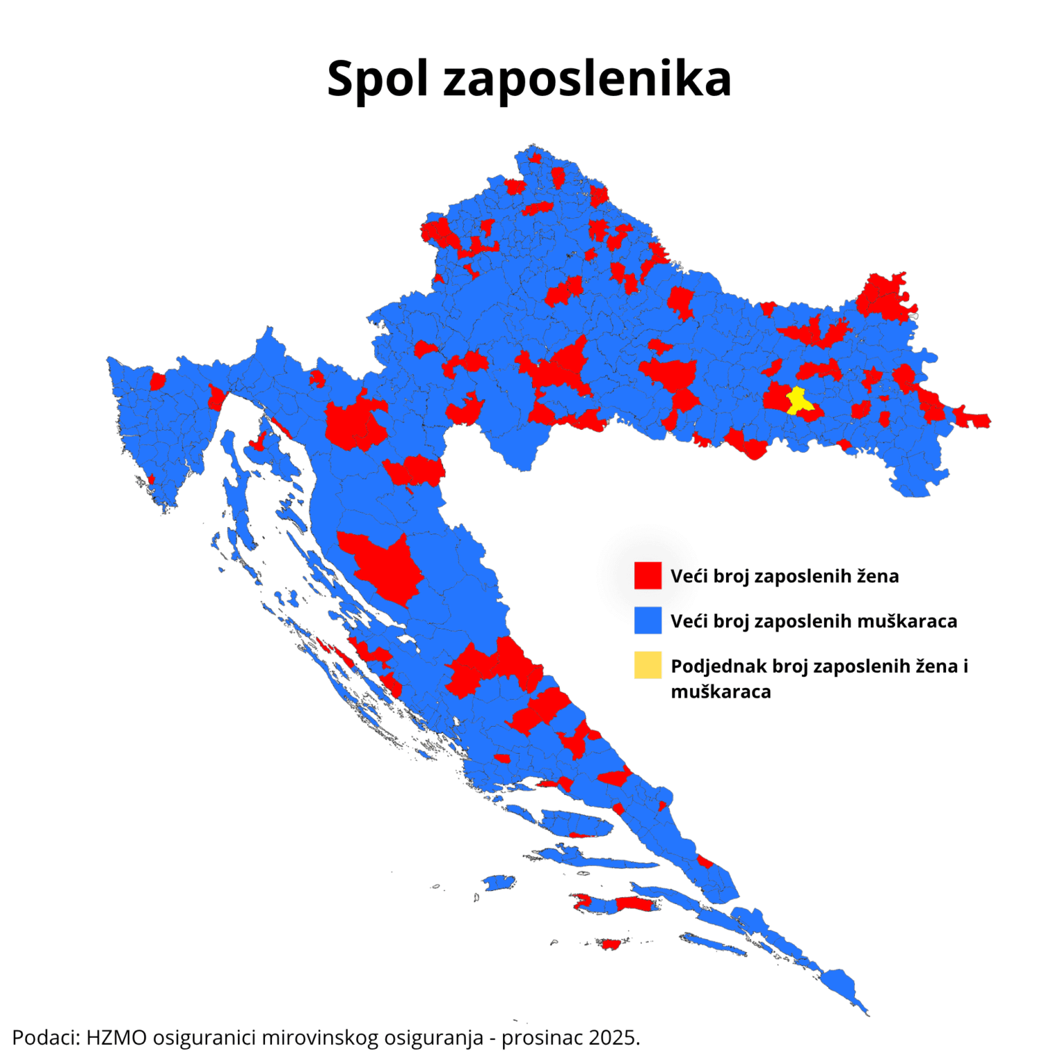 Which gender predominates among employees in the area of ​​each LGU