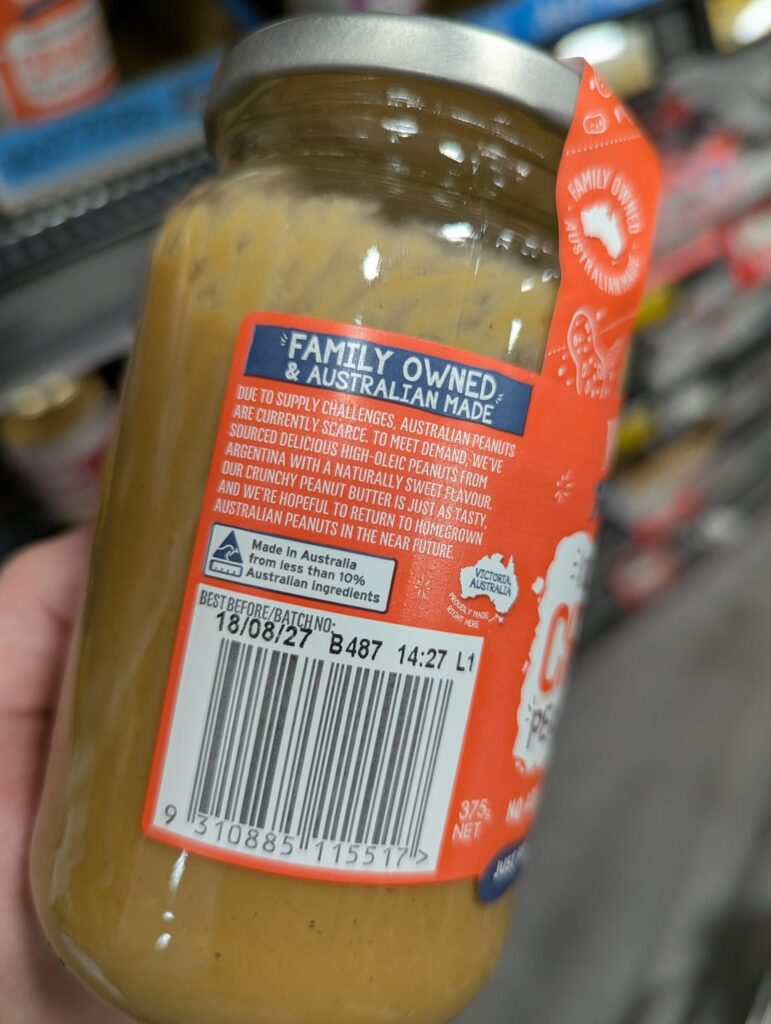 Mayver's peanut butter aren't made from Australian peanuts anymore :(