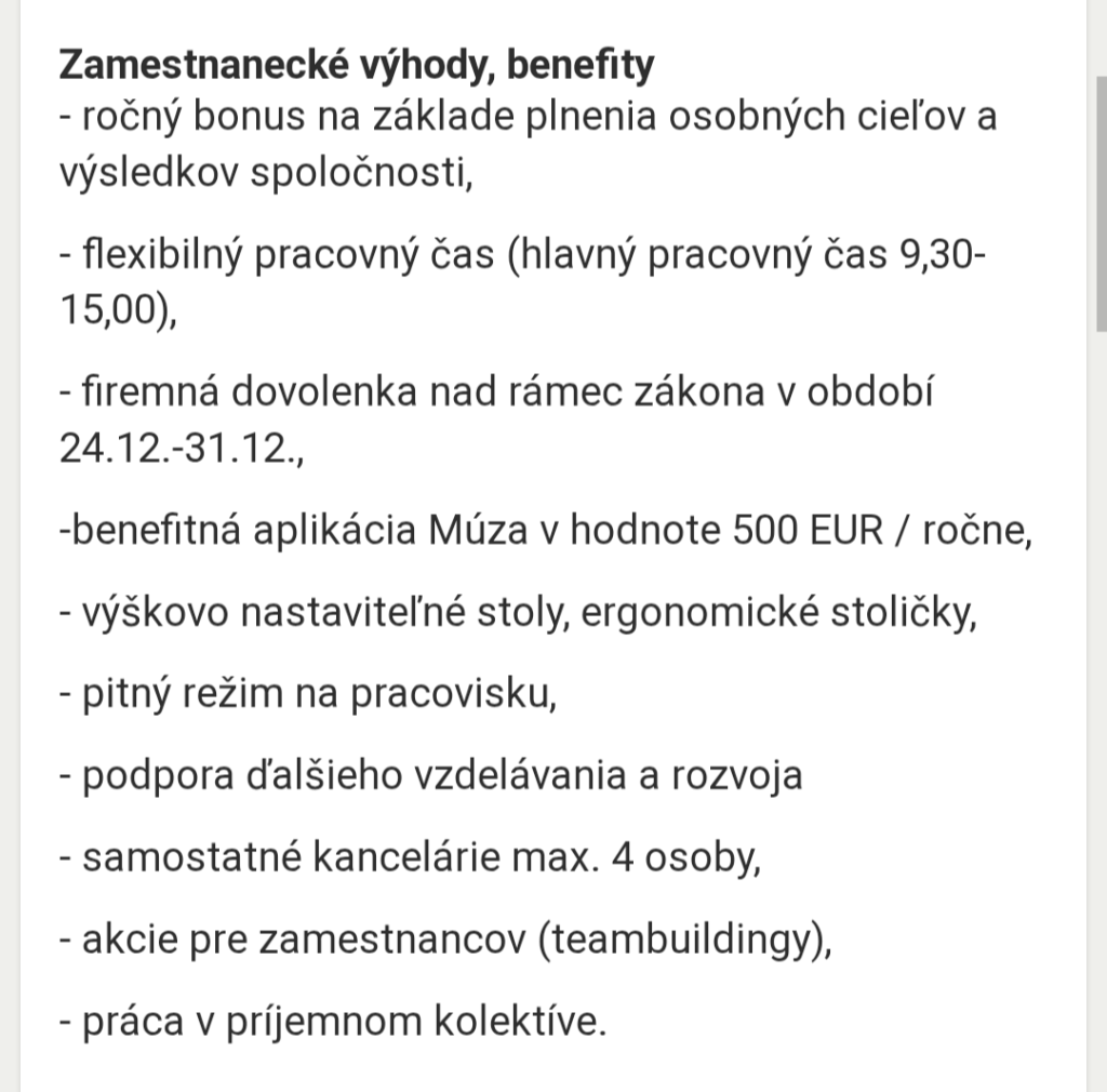 Surprisingly normal benefits in the job offer