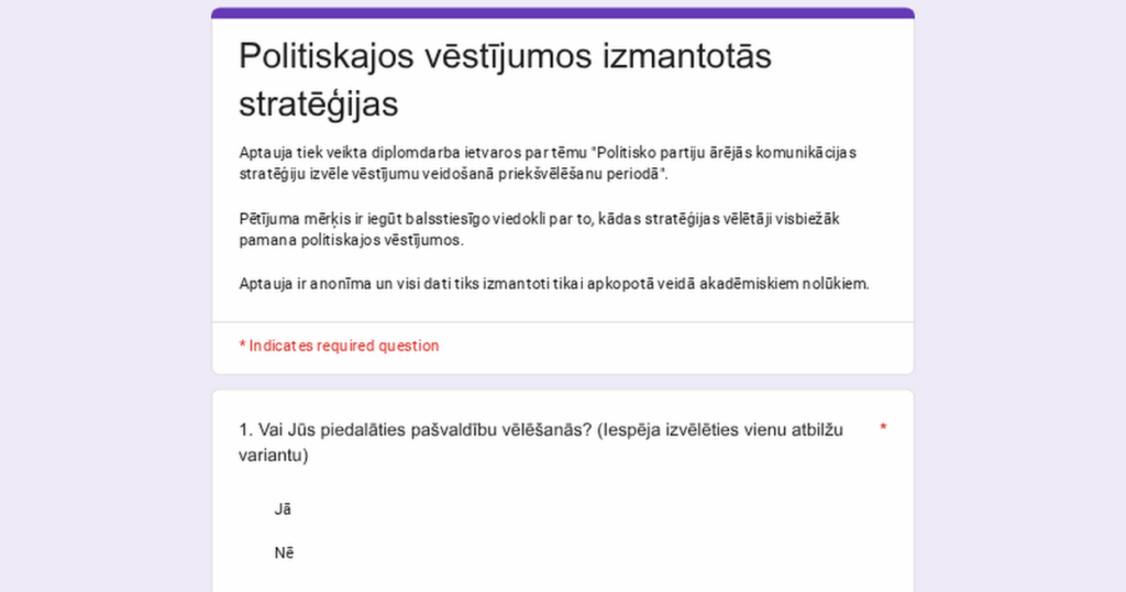 Survey for bachelor's thesis