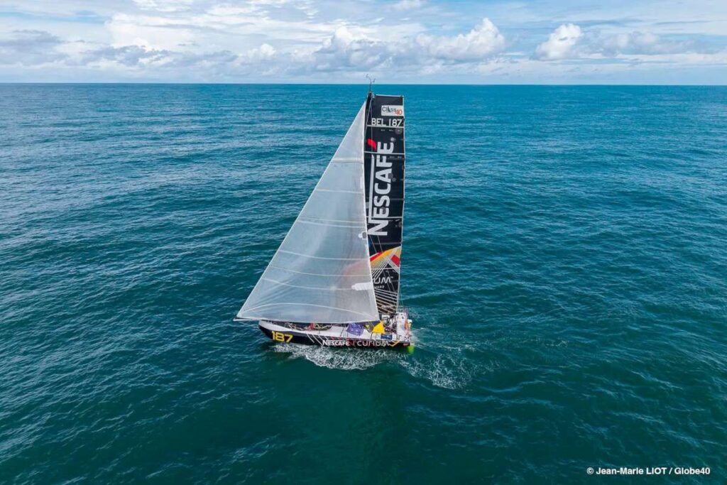Globe40 – Belgium team lead at the equator BELGIUM OCEAN RACING becomes first Class40 to cross the equator - Credit Jean Marie Liot
