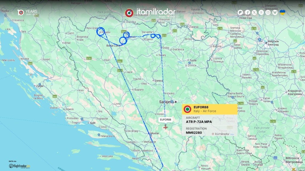 Italian P-72A Fully Trackable Over Bosnia During EUFOR Mission, Signaling Unusual ISR Transparency – itamilradar