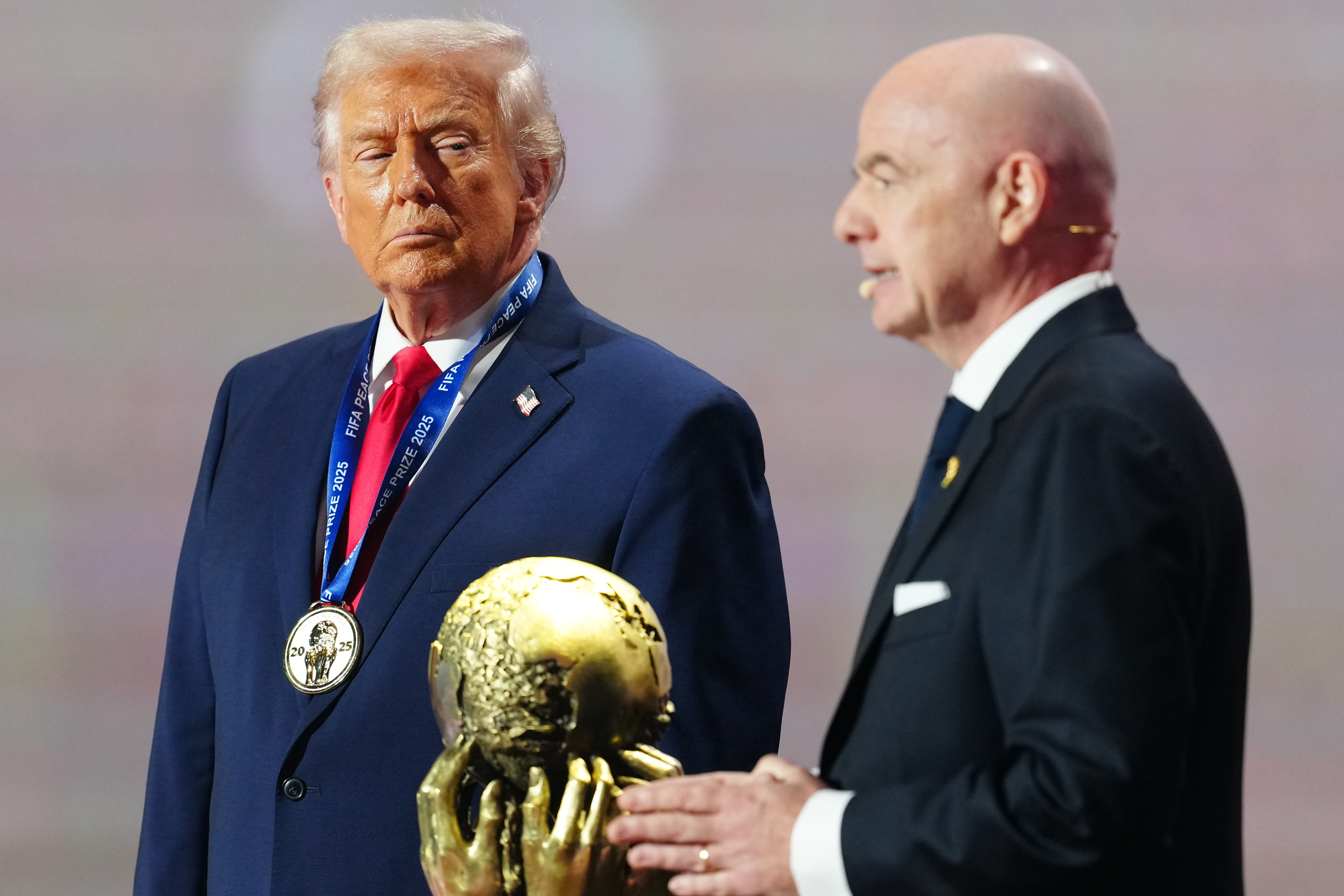 Trump was awarded the Fifa Peace Prize by Gianni Infantino at the World Cup draw