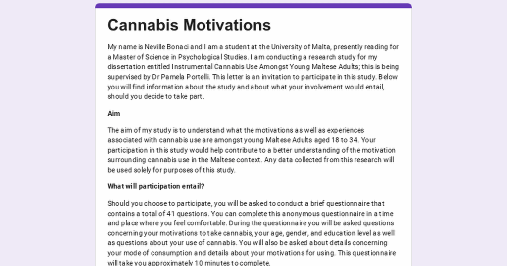 Research Study on Cannabis Users