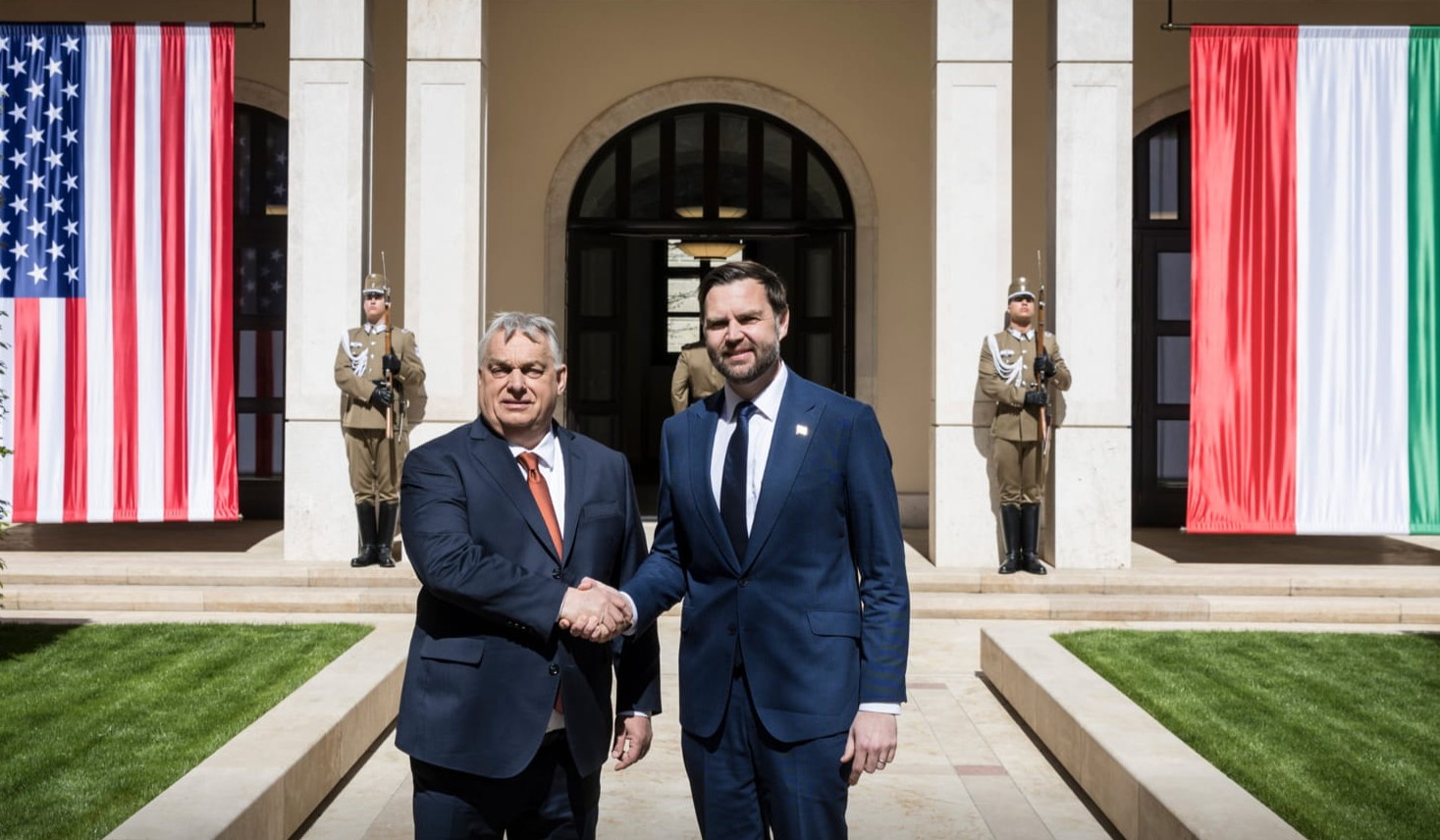 US Vice President JD Vane with Hungary's Viktor Orban in Budapest in the days leading up to the election (@PM_ViktorOrban/X)