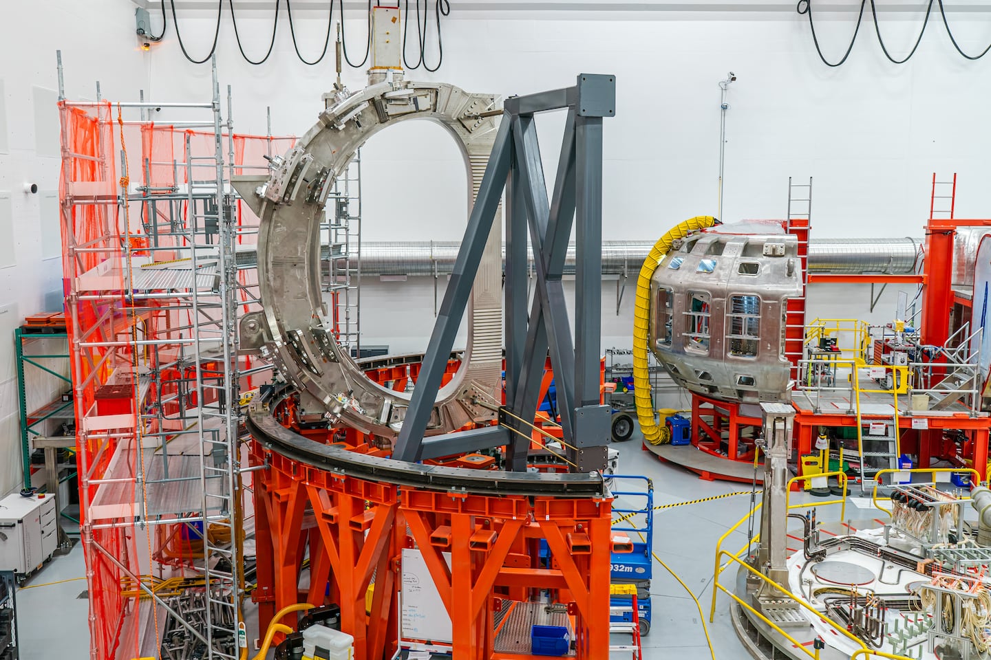 Work continued on a fusion energy machine at Commonwealth Fusion Systems in Devens, Mass.