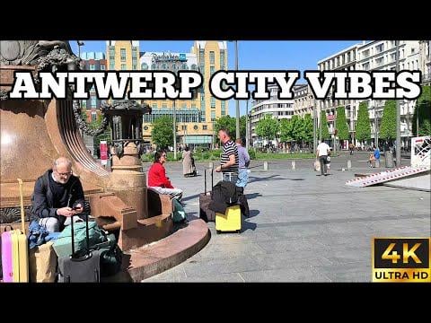 Antwerp Walking Tour 4K | Central Station, Trams & Opera Square