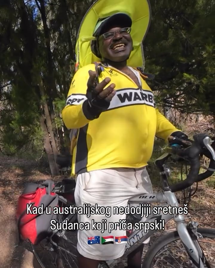 The thing when you meet a cyclist from Sudan who speaks Serbian in the middle of the Australian outback
