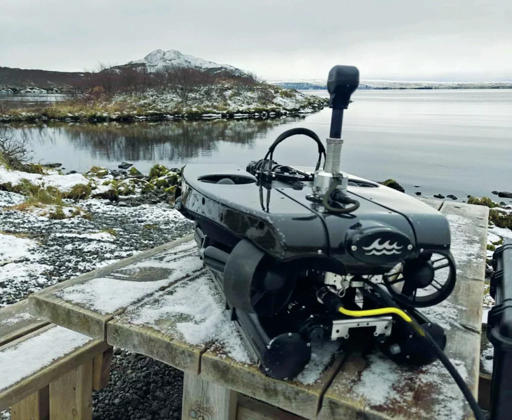 The Deep Trekker ROV used to explore dangerous underwater cave environments in Silfra Hellir, Iceland.