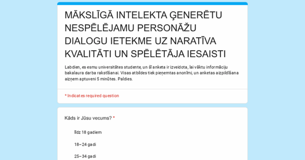 Survey for bachelor’s thesis Survey for bachelor's thesis