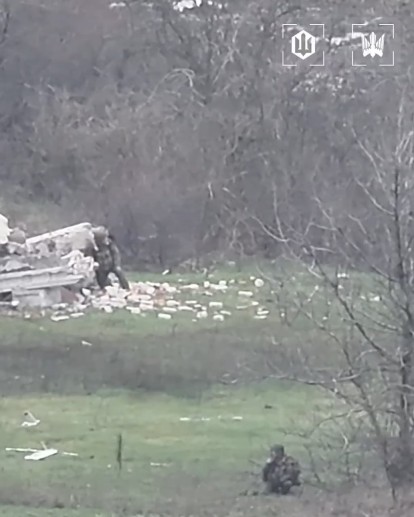 FPV drones kill three Russian soldiers moving through fields. Ukraine's 414th Strike UAV Brigade, published April 10th 2026.