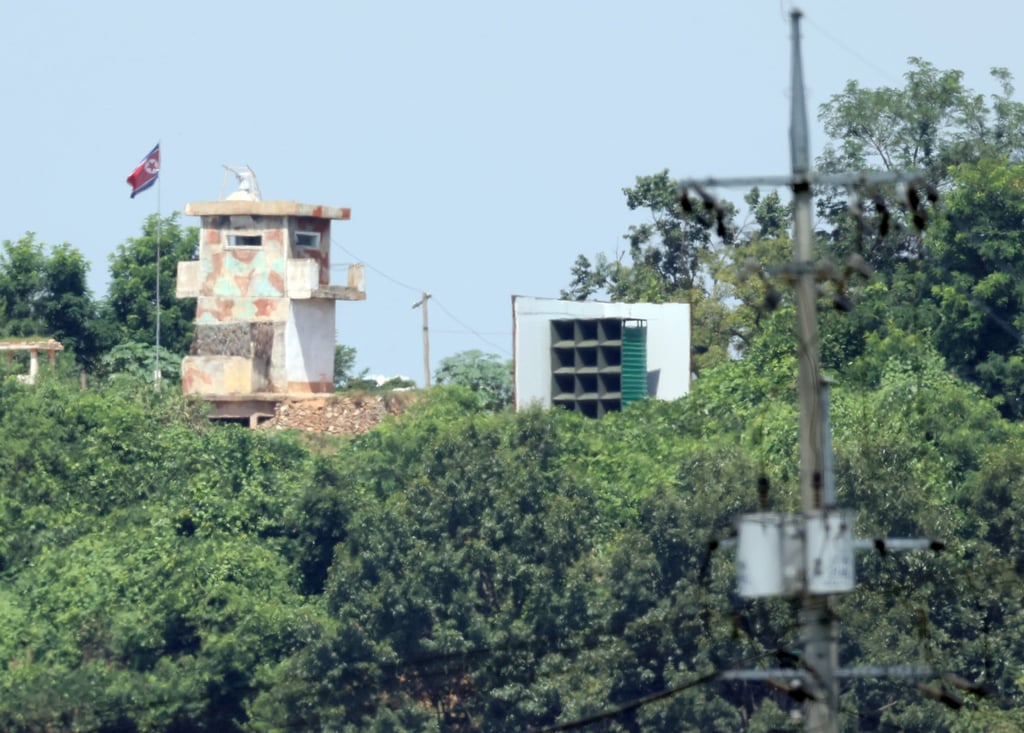 A North Korean guard post near the border city of Paju, is seen along with a loudspeaker installation used to blare noise across the border into the South, in August 2025. Photo: Yonhap/dpa A North Korean guard post near the border city of Paju, is seen along with a loudspeaker installation used to blare noise across the border into the South, in August 2025. Photo: Yonhap/dpa