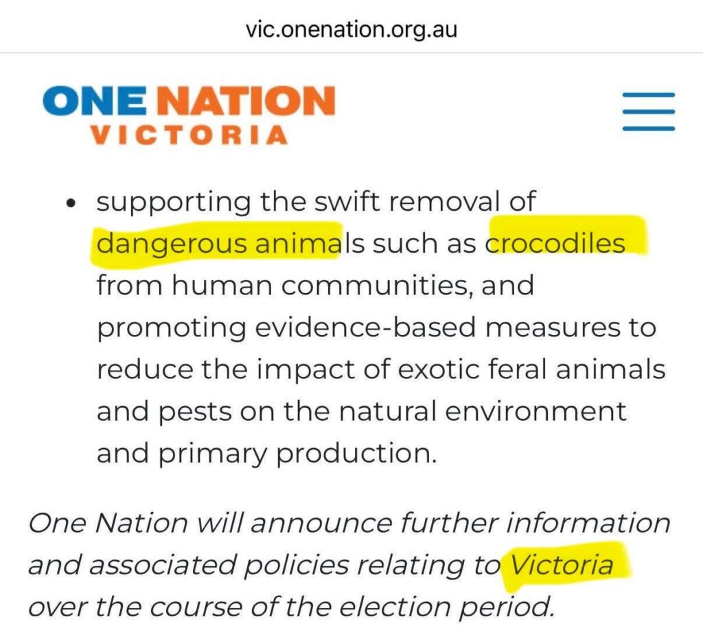 One Nation animal policy for Victoria