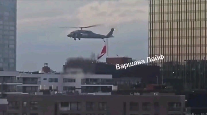 Police Black Hawk over Warsaw and the BOA police counterterrorist unit