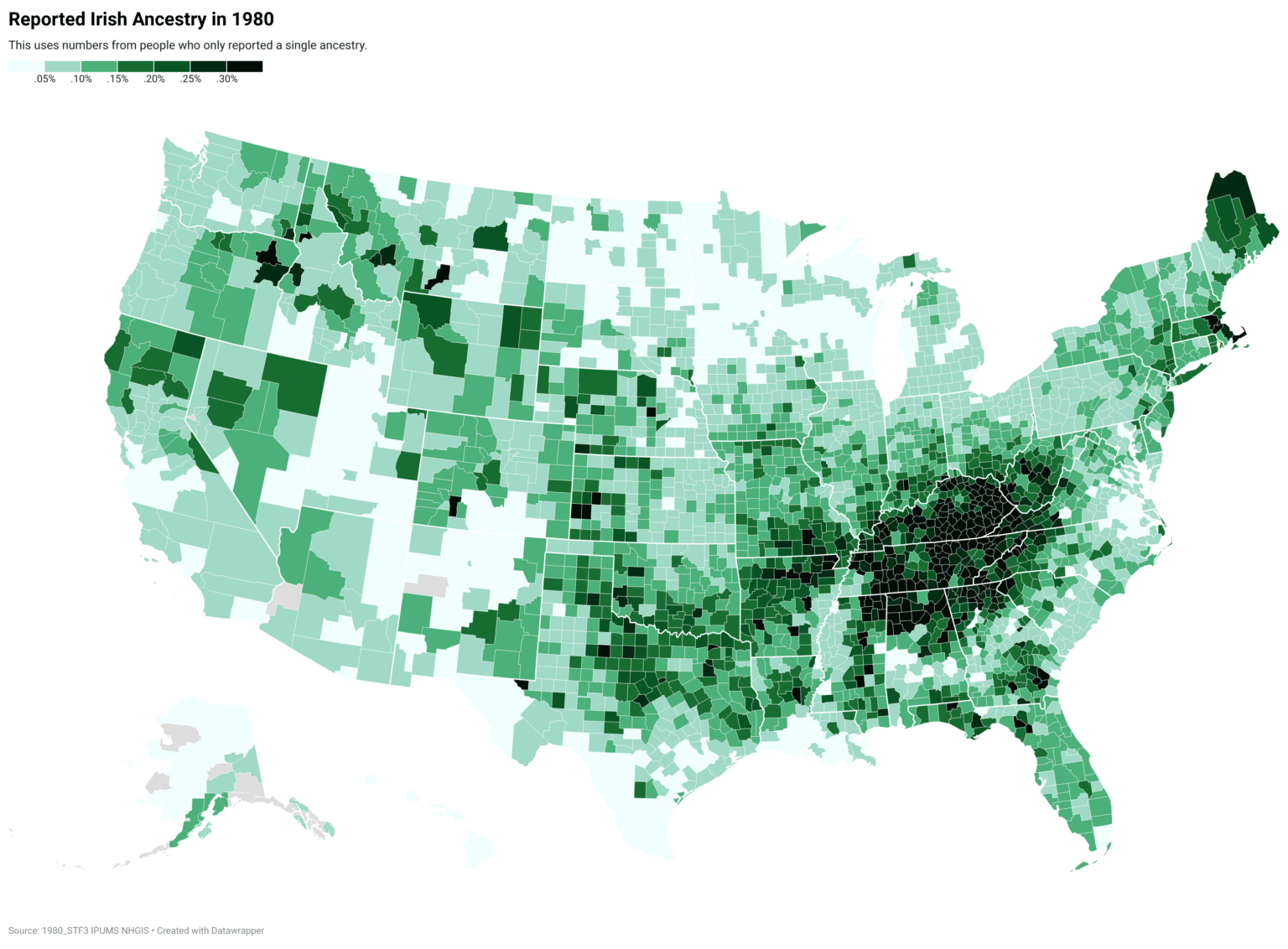 Reported Irish Ancestry in 1980