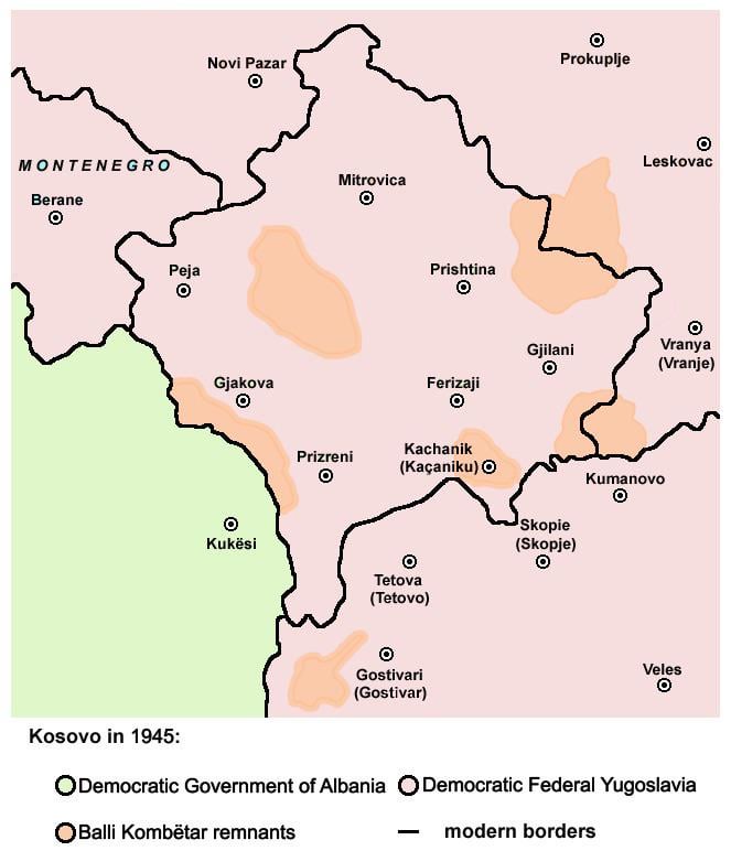 Map of the Kosovo Uprisings (1945-1951)