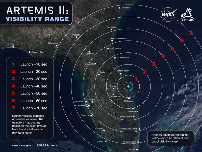 Artemis II - Official Visibility Map | See if the rocket will be visible from your backyard