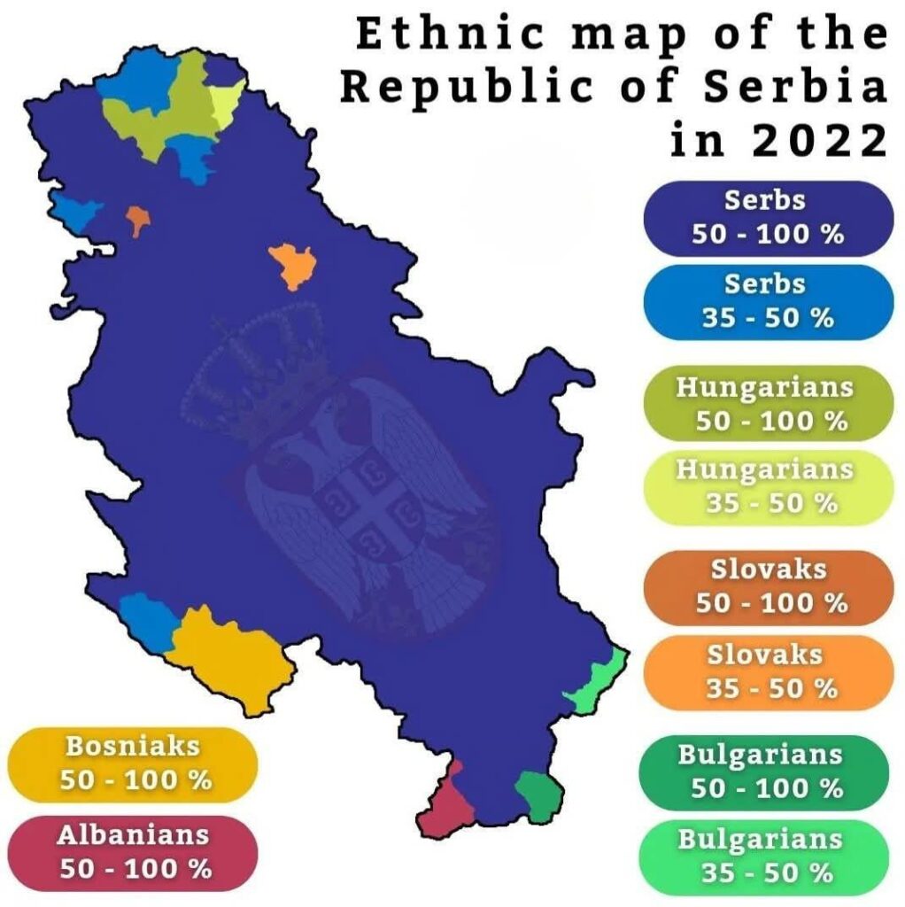 Ethnic map of the Republic of Serbia in 2022
