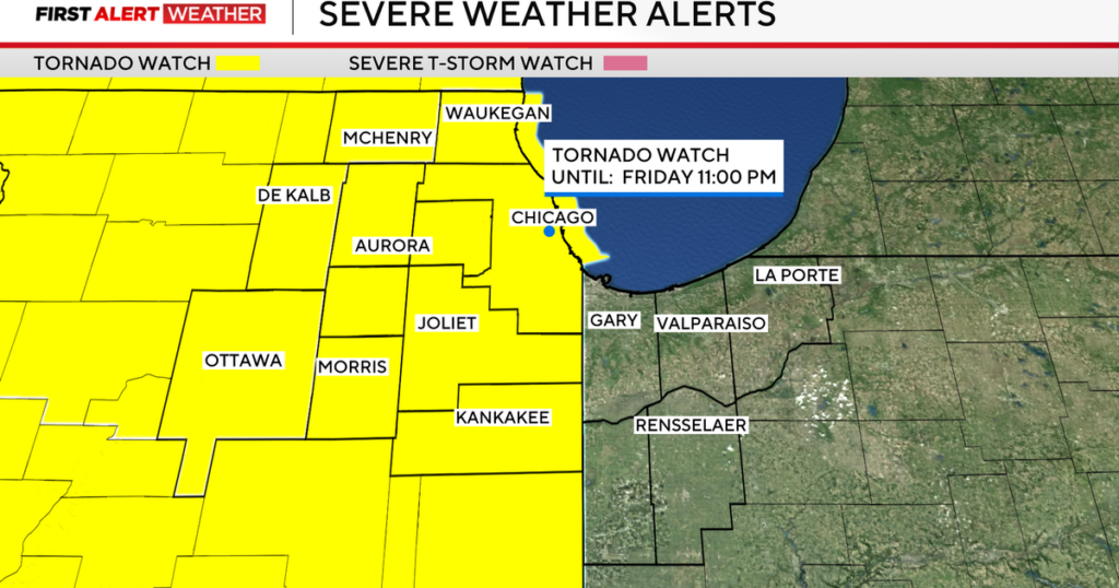 Tornado Watch for entire Chicago area as severe storms race east; tornadoes, funnel clouds reported northwest