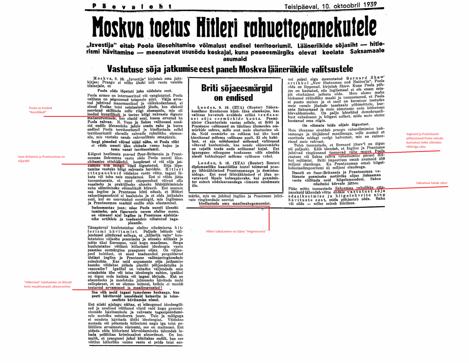 Some fascinating parallels from the Soviet propaganda of 1939 through Eesti Päewalehe