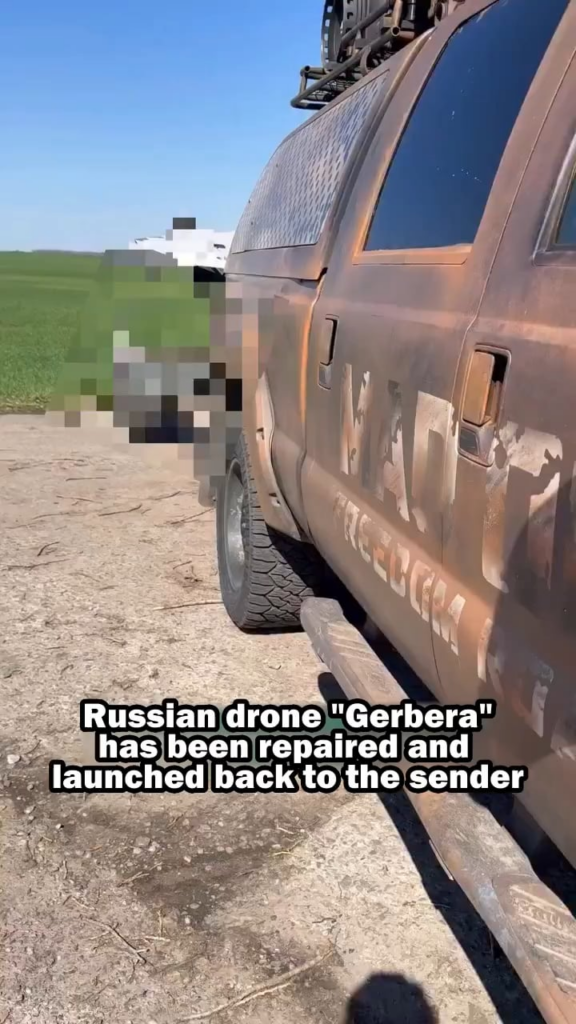 The Russian drone restored after crash and launched back to the sender