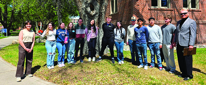 Steve Johnson and his Chem 122 students from Churchill County High School take a University of Nevada, Reno Nuclear Science tour led by CCHS grad Jade Beland, far left.