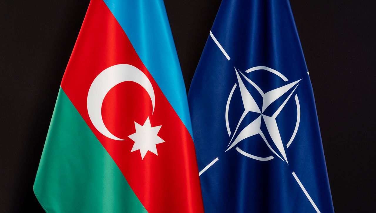 NATO and Azerbaijan flags