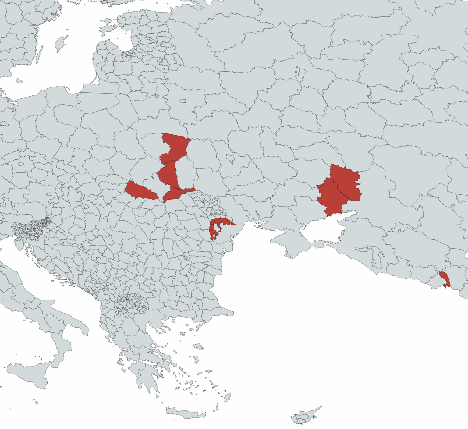 European regions with nominal GDP per capita below India (in red)