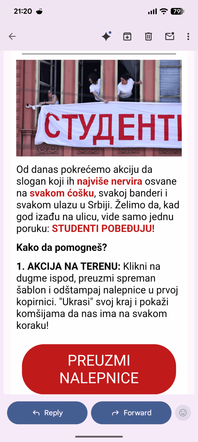 A new student email has arrived.