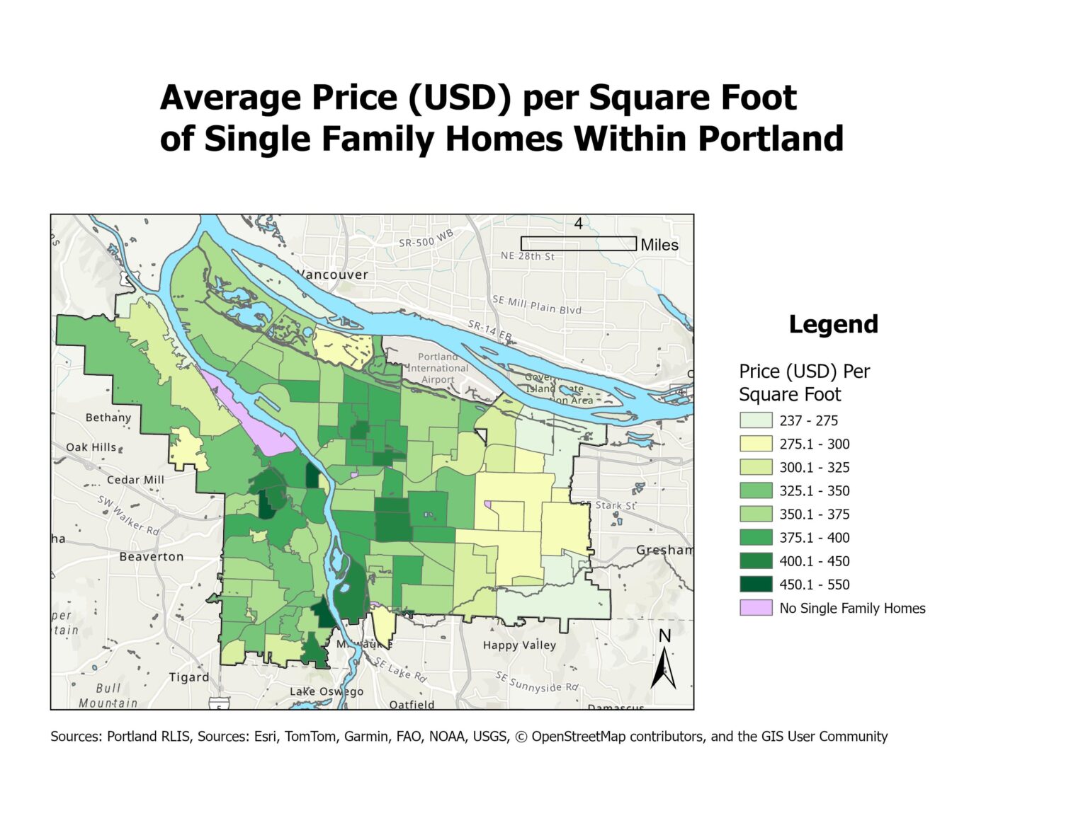 [OC] Cost of Single Family Homes per sqft of Building in Portland, Oregon