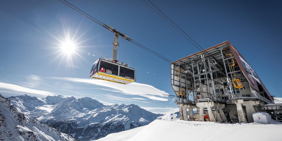 a ski gondola at la tzoumaz
