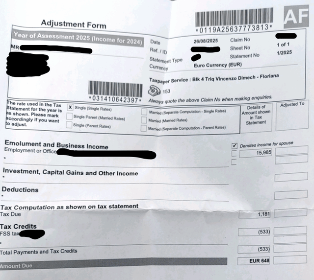 Tax adjustment help needed