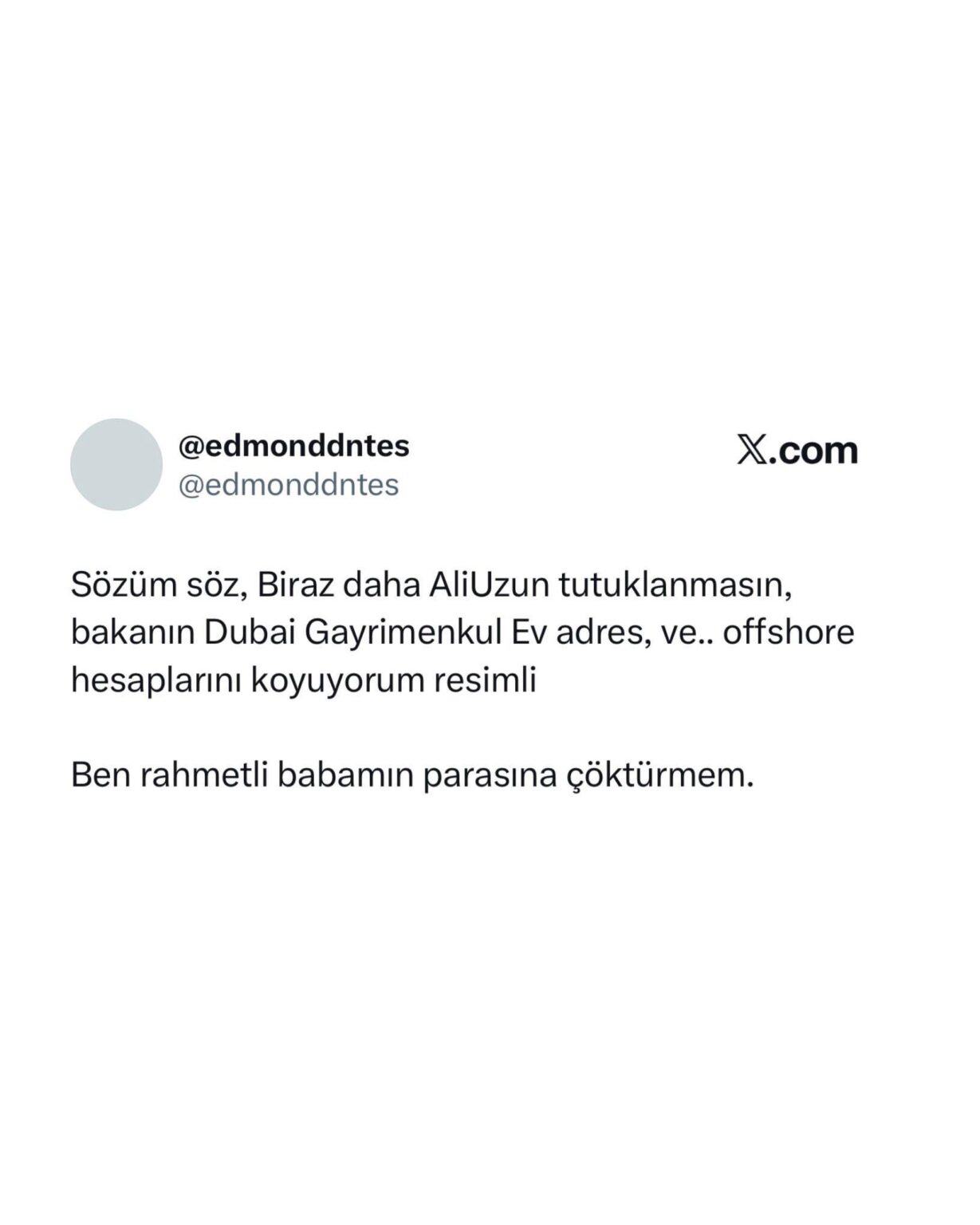 The account of the person named Öncü Sönmez was blocked just a few seconds after the Minister of Justice tweeted about it.
