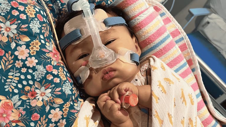 Fio pictured in hospital.