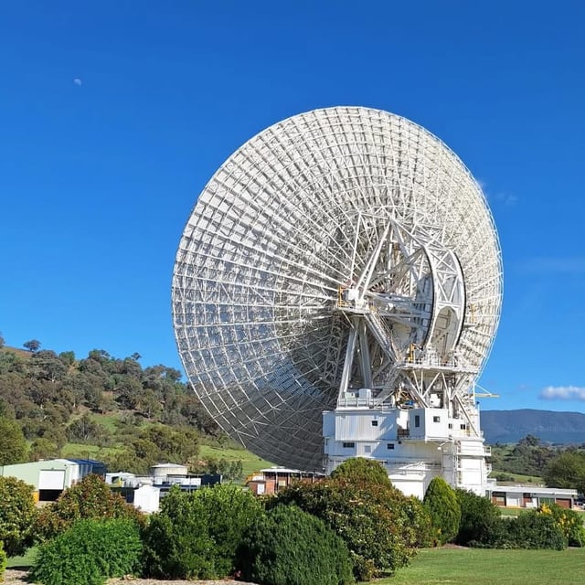 The Canberra Deep Space Network facility in Tidbinbilla tracking the Artemis II mission as it heads around the moon