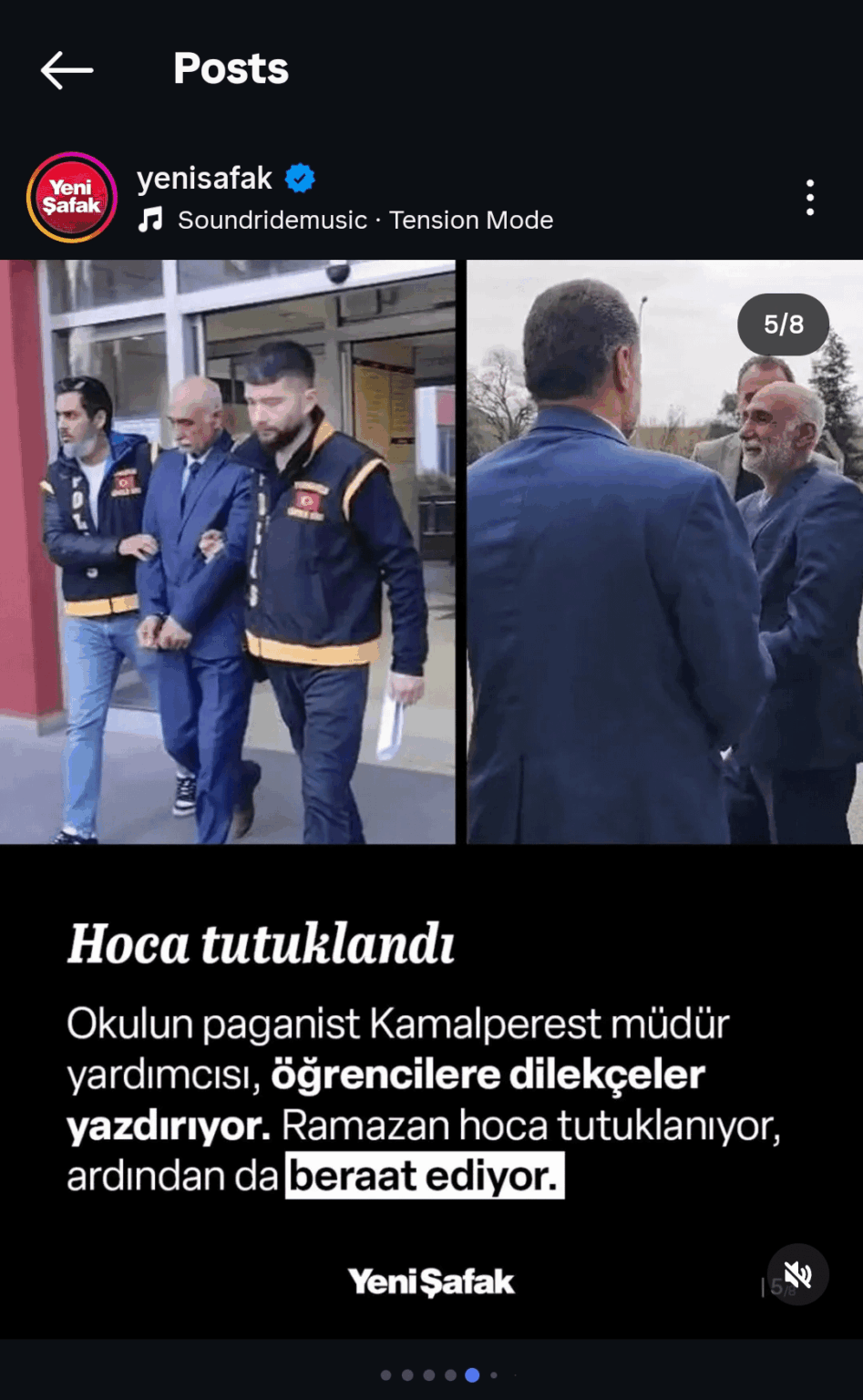 The last post from Yeni Şafak's Instagram account