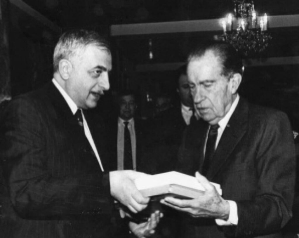 The first president of Georgia Zviad Gamsakhurdia and Richard Nixon in Tbilisi, March 1991