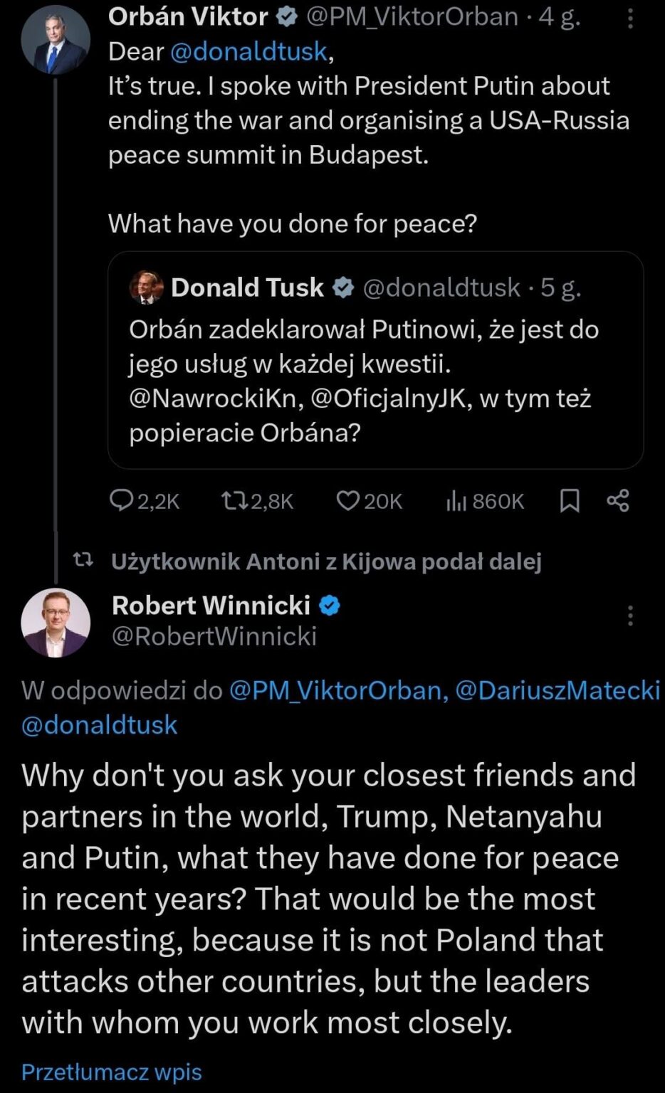 Hell has frozen over, Winnicki defends Tusk xD