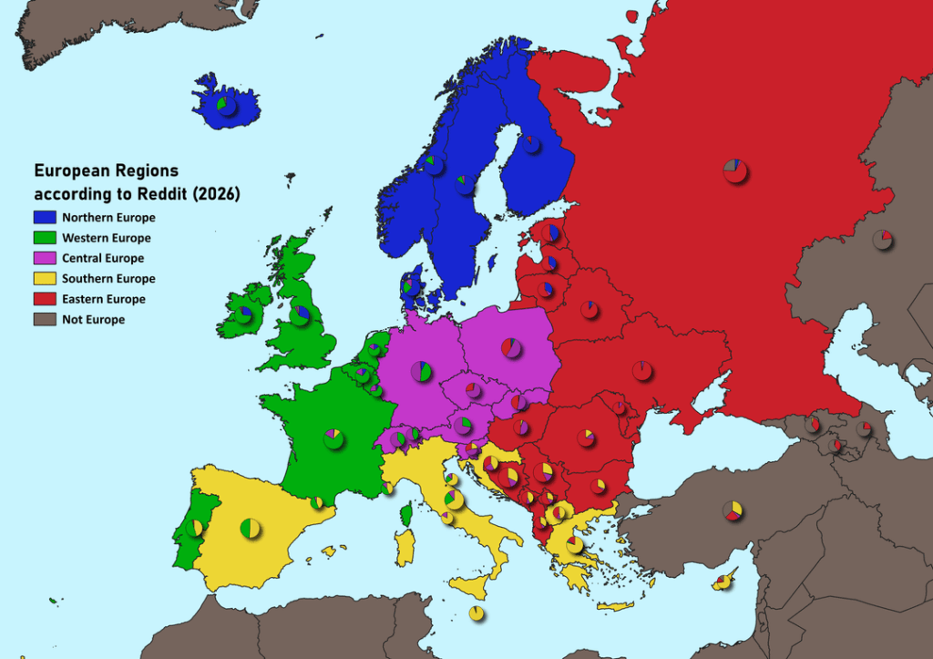 The major Regions of Europe, according to a Reddit survey