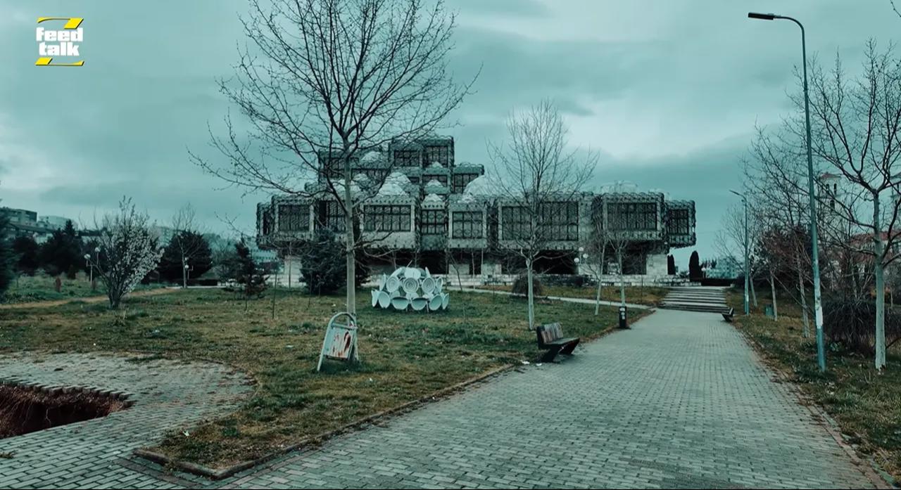 Kosovo National Library in Pristina, Kosovo, featured in the FeedTalkz documentary. (Photo via FeedTalkz video)