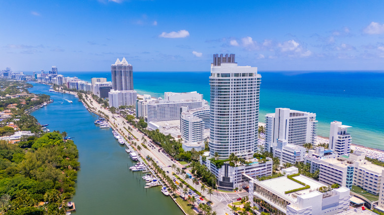 A photo of Miami Beach from overhead.