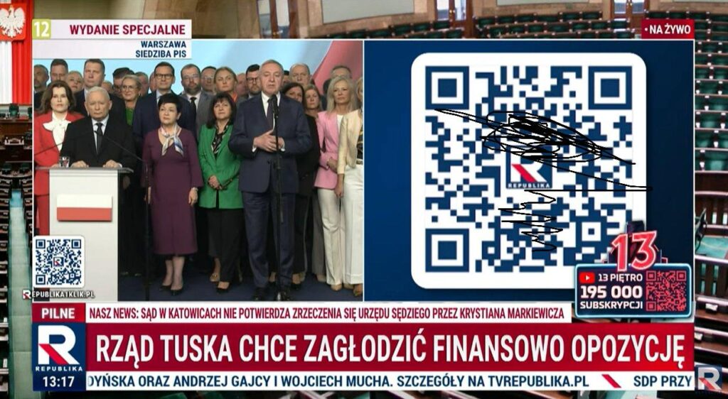 Action of the year: PiS organized a conference at which Jarosław Kaczyński appealed for donations to PiS. During the broadcast, TV Republika covered the QR code for donations to PiS and put the QR code for donations to Republika on half of the screen xD