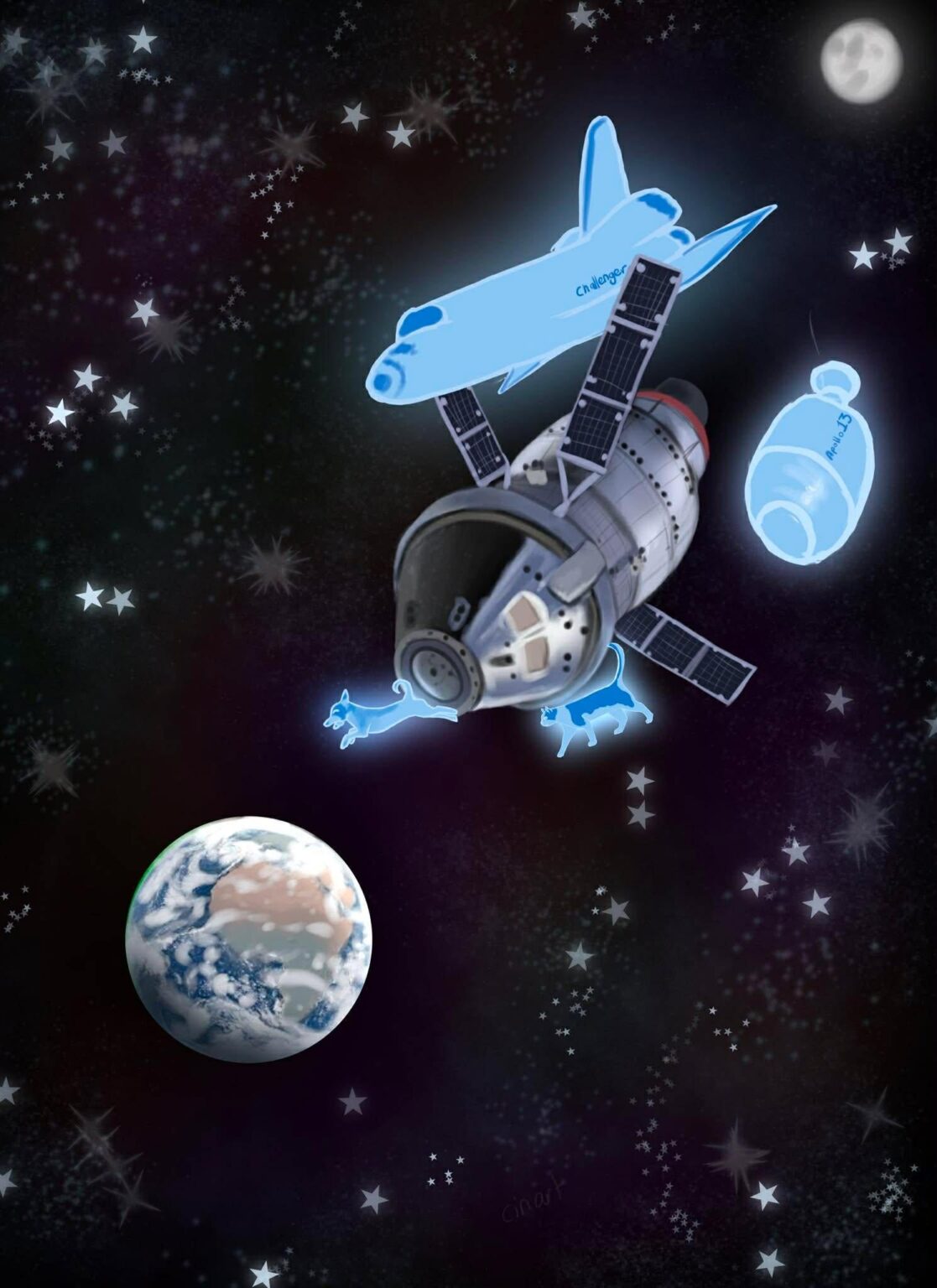 Art I drew during the NASA Livestream of the Artemis II Landing. "Bring them Home"