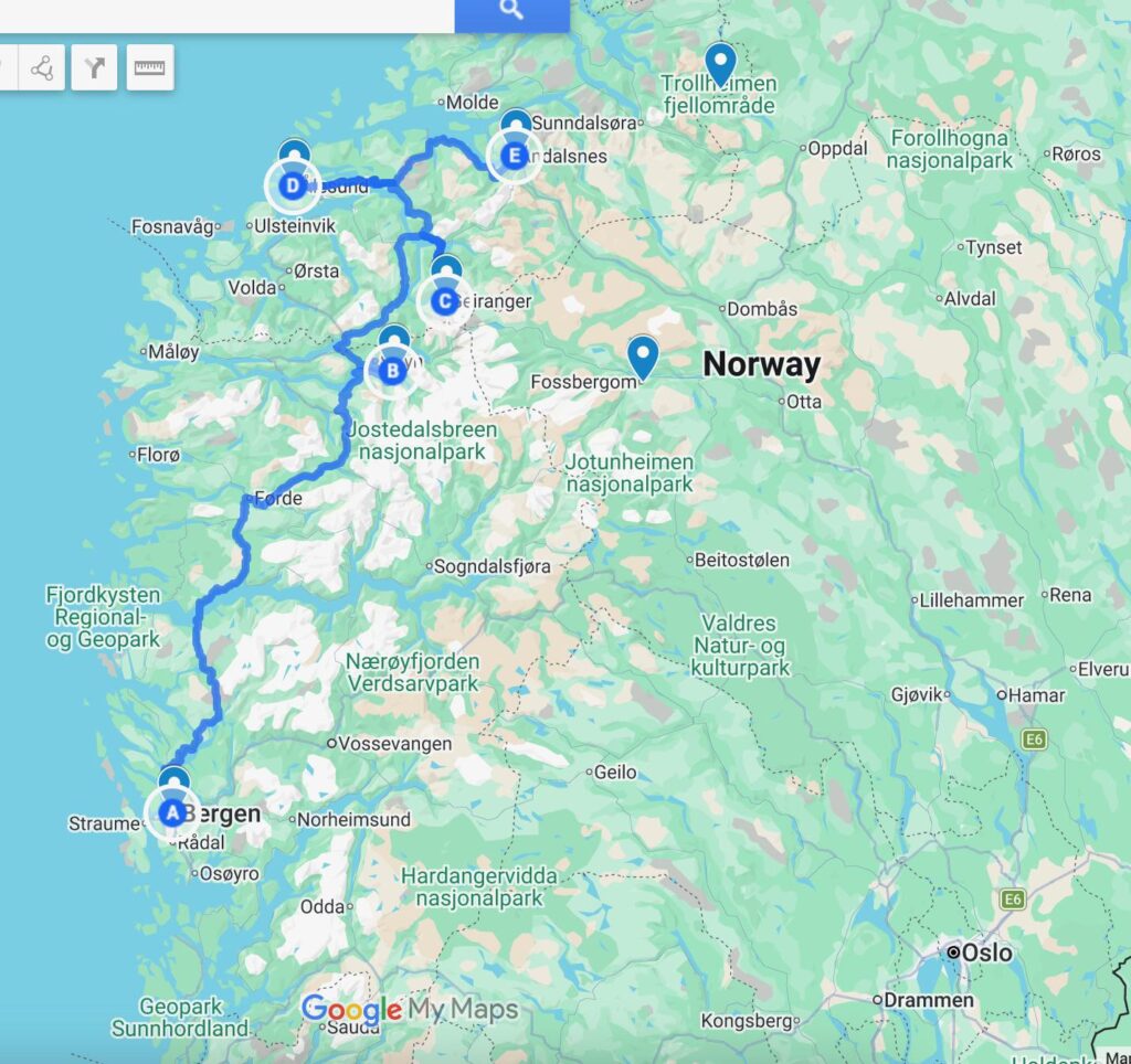 Does my fjords road trip make sense from a geography/driving perspective?