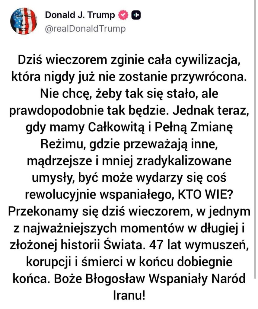 [USA] Donald Trump threatens to annihilate Iran's civilization.