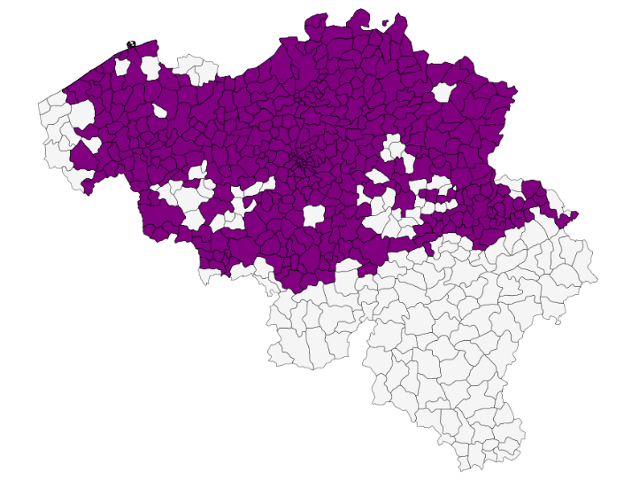 90% of the entire Belgian population lives in these 417 municipalities.