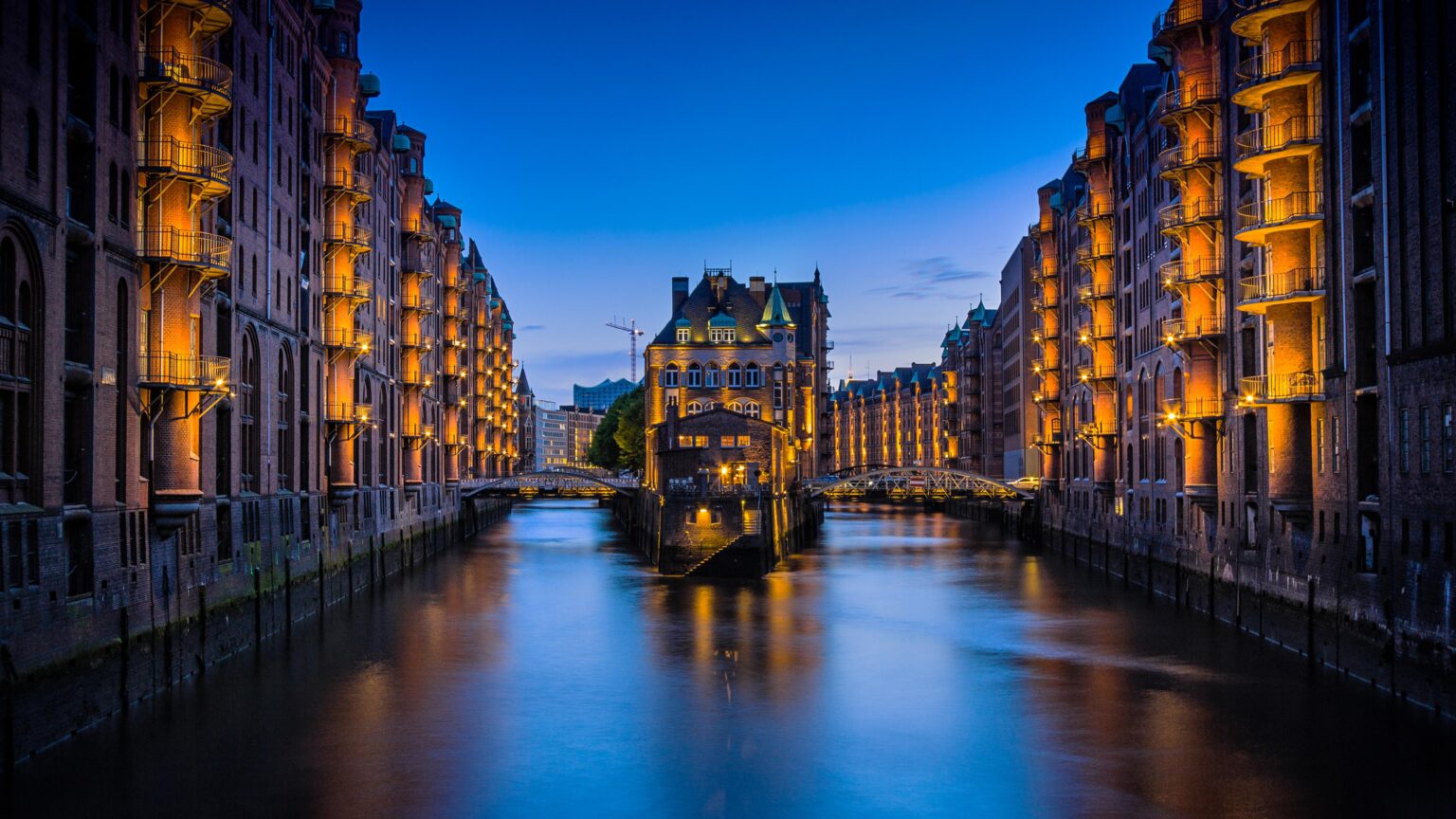 Evening shot from Speicherstadt, Hamburg