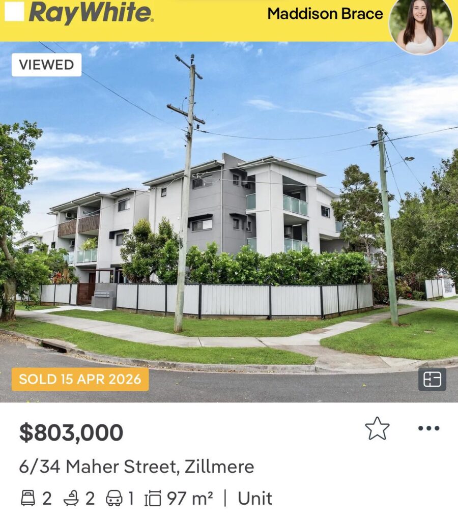 It’s happened.. over 800k for 2 bed unit in Zillmere