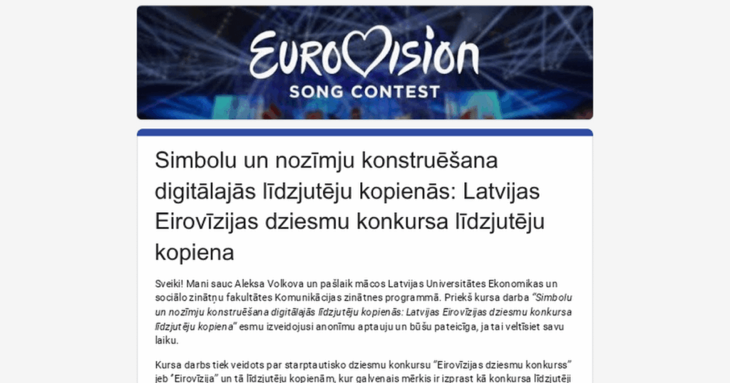 Eurovision fan communities in Latvia Eurovision fan communities in Latvia